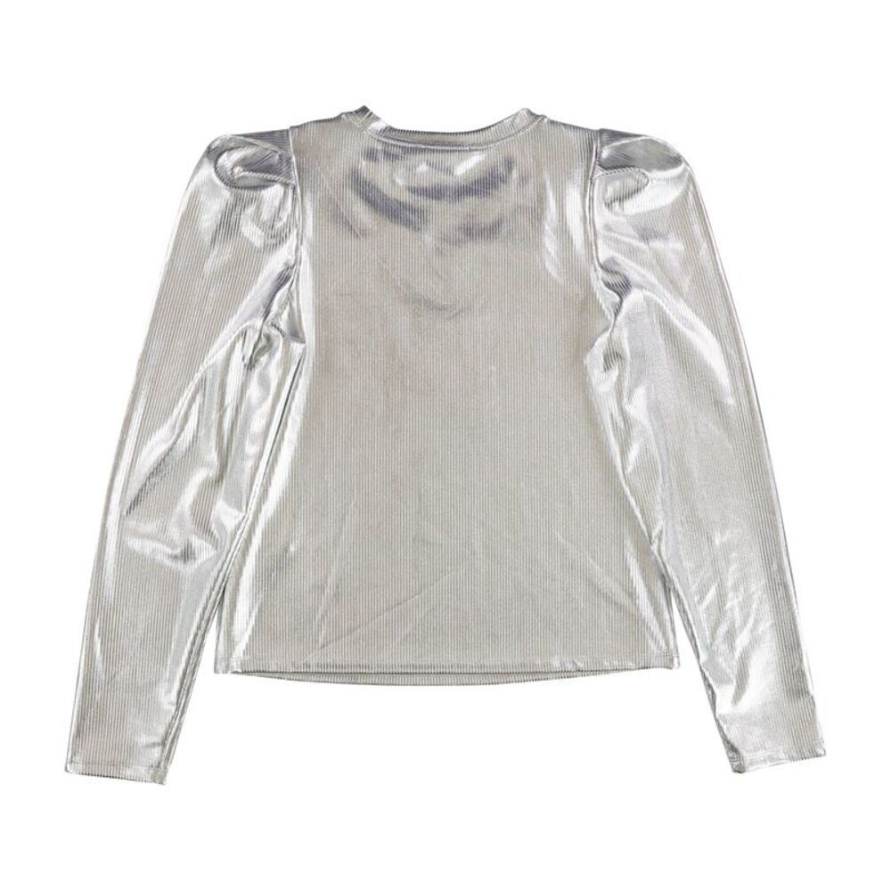 I.N.C Womens Metallic Puff-Sleeve Shell Blouse, , M, DM - Picture 2 of 2